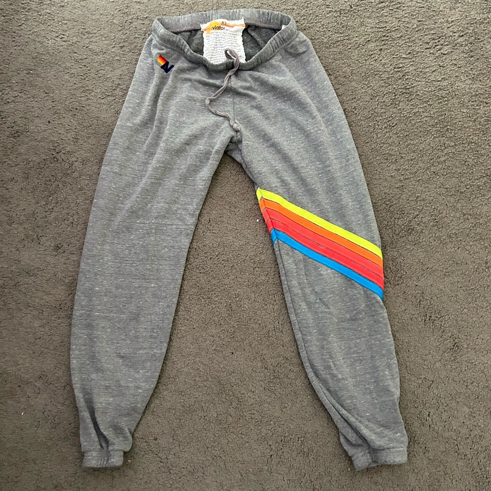 Gray Kids Joggers with Rainbow Stripes